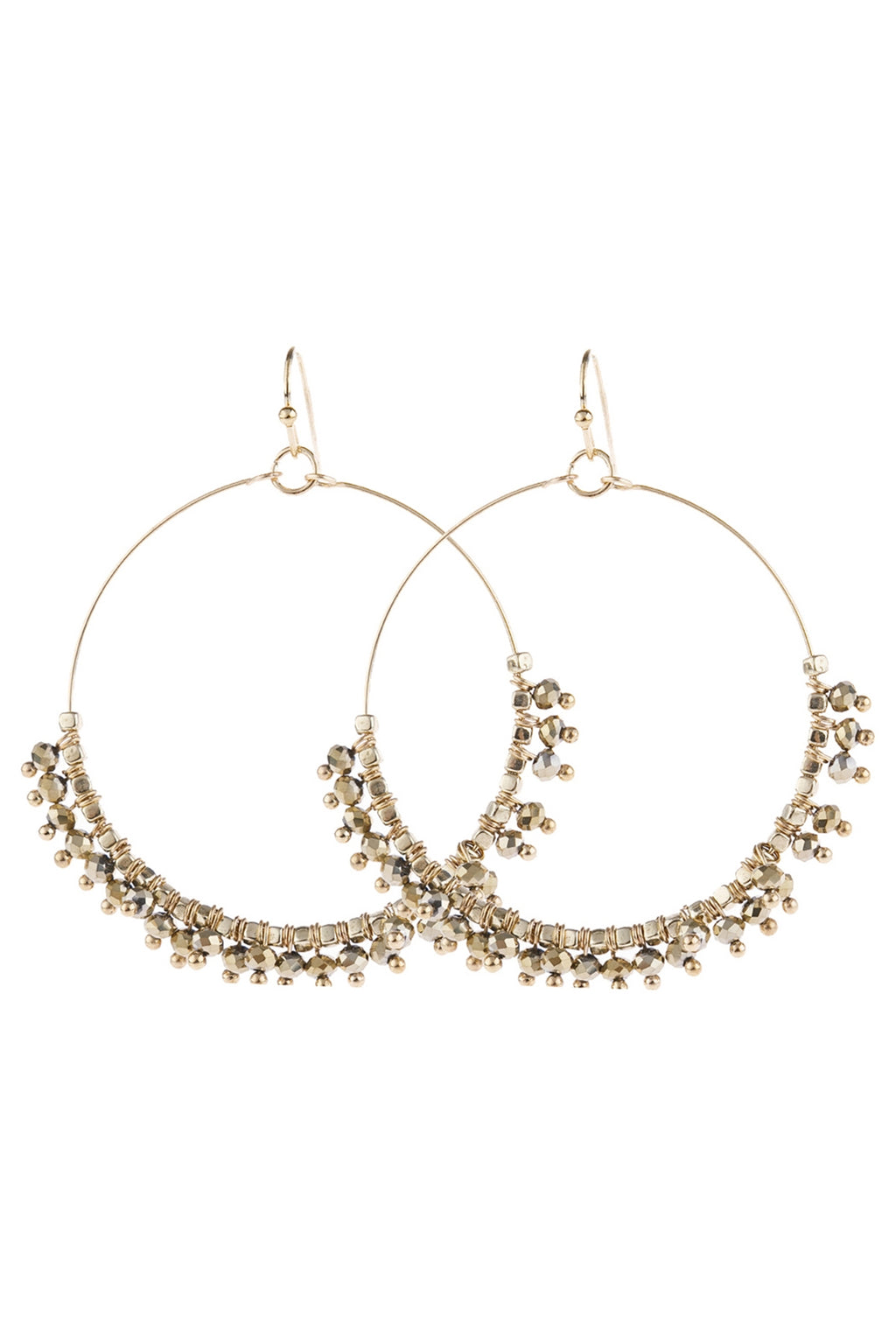 Gold Beaded Hoop Dangle Earrings - Pack of 6