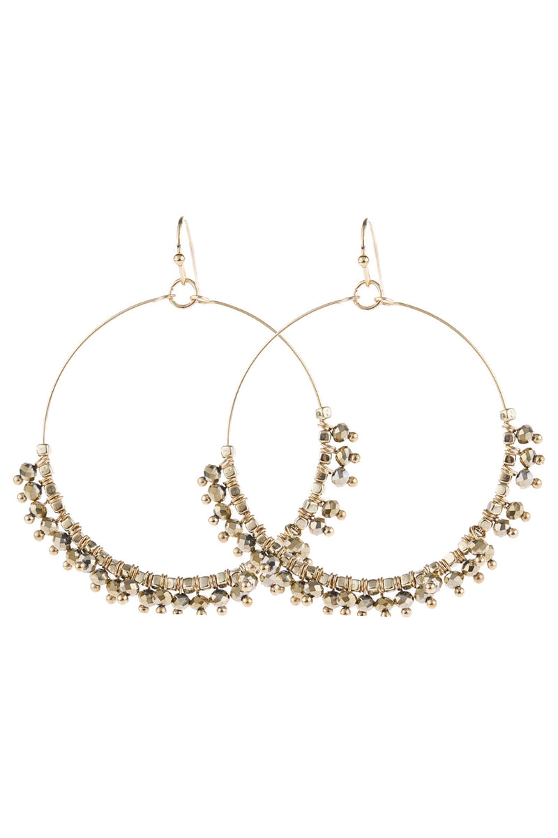 Gold Beaded Hoop Dangle Earrings - Pack of 6