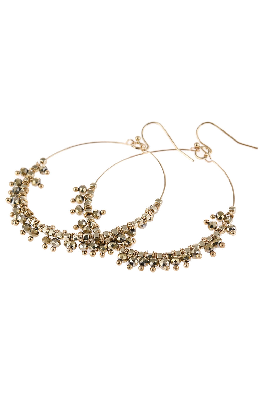 Gold Beaded Hoop Dangle Earrings - Pack of 6