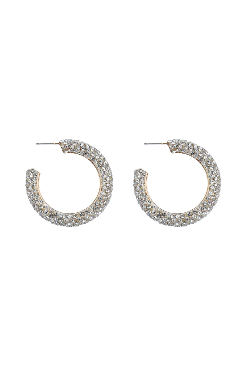 Colored Pave Rhinestone Hoop Earrings Crystal - Pack of 6