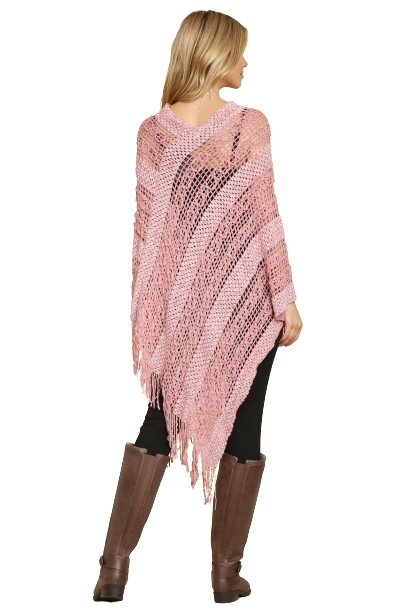 Dusty Pink Crochet Native Pattern Poncho - Pack of 6