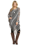 Gray Crochet Native Pattern Poncho - Pack of 6