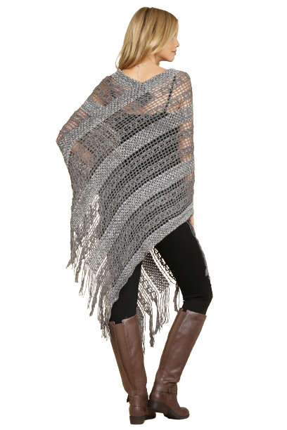 Gray Crochet Native Pattern Poncho - Pack of 6