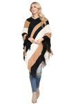 Knitted Geometric Square Multi Color Poncho Beige - Pack of 6