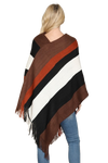 Brown Color Block Fringe Poncho - Pack of 6