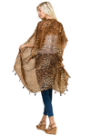 Brown Open Front Leopard Tassel Polyester Cardigan - Pack of 6