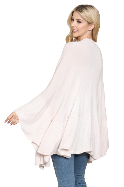 Knit Ruffled Solid Color Kimono Beige - Pack of 6