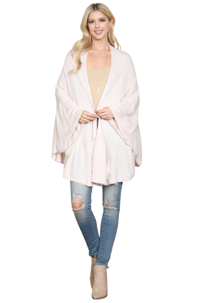 Knit Ruffled Solid Color Kimono Beige - Pack of 6