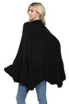 Knit Ruffled Solid Color Kimono Black - Pack of 6