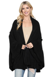 Knit Ruffled Solid Color Kimono Black - Pack of 6