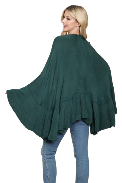 Knit Ruffled Solid Color Kimono Green - Pack of 6