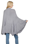 Knit Ruffled Solid Color Kimono Gray - Pack of 6