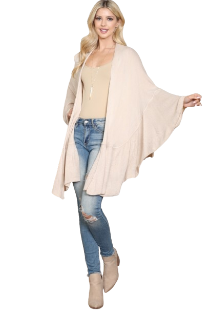 Knit Ruffled Solid Color Kimono Khaki - Pack of 6