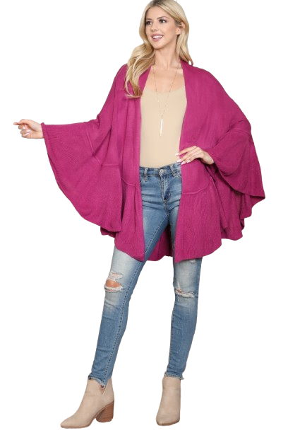 Knit Ruffled Solid Color Kimono Mauve - Pack of 6