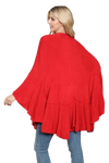 Knit Ruffled Solid Color Kimono Red - Pack of 6