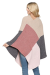 Knitted Geometric Square Multi Color Poncho Beige - Pack of 6