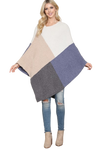 Knitted Geometric Square Multi Color Poncho Beige - Pack of 6