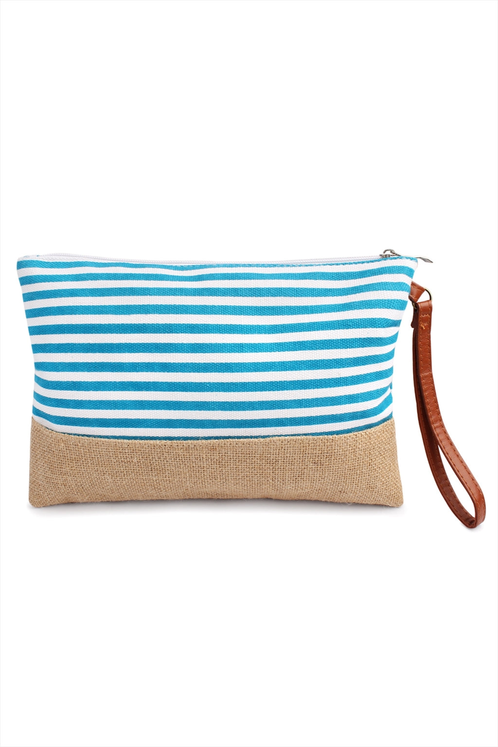 Aqua Striped Cosmetic Pouch - Pack of 6