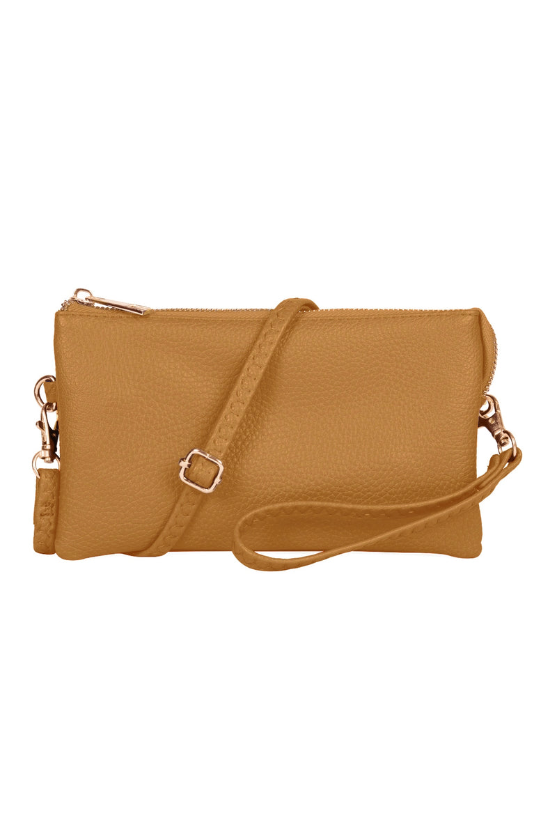 Leather Crossbody Bag with Wristlet Camel - Pack of 6