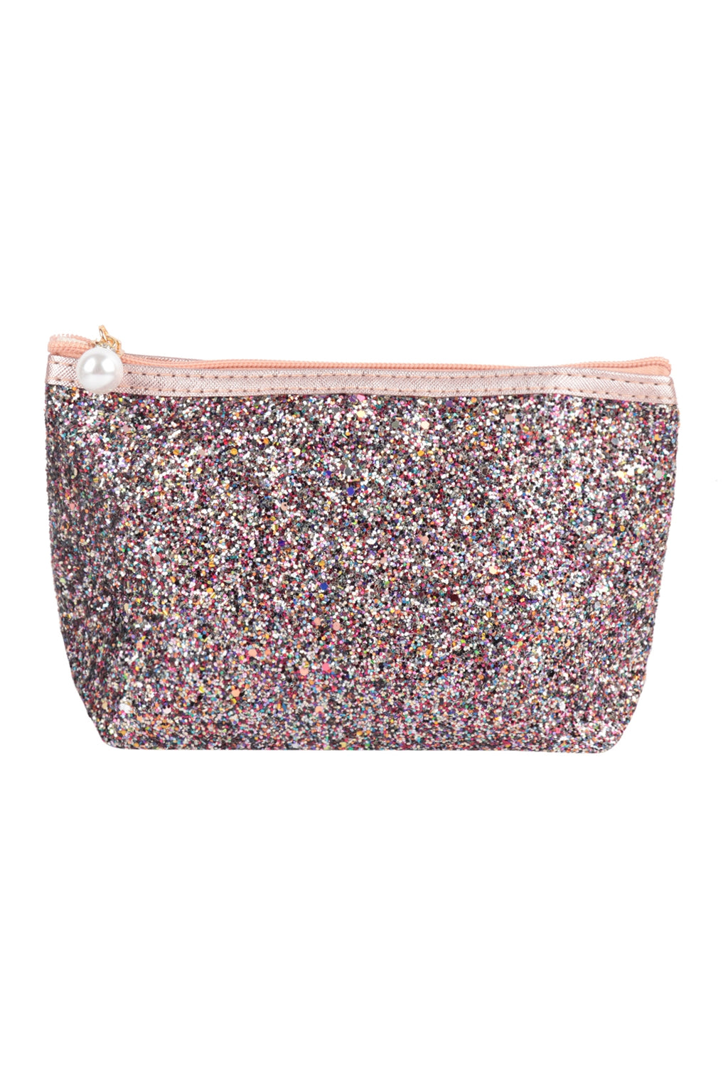 Glitter Cosmetic Pouch Bag Black Multicolor - Pack of 6