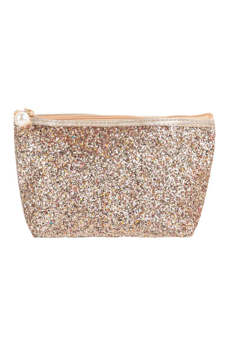 Glitter Cosmetic Pouch Bag Gold - Pack of 6