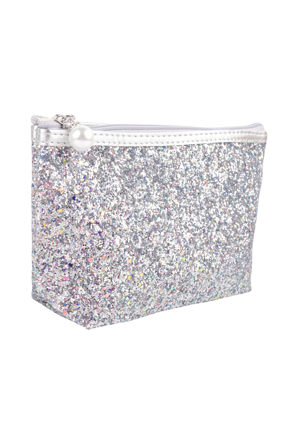 Glitter Cosmetic Pouch Bag Silver - Pack of 6