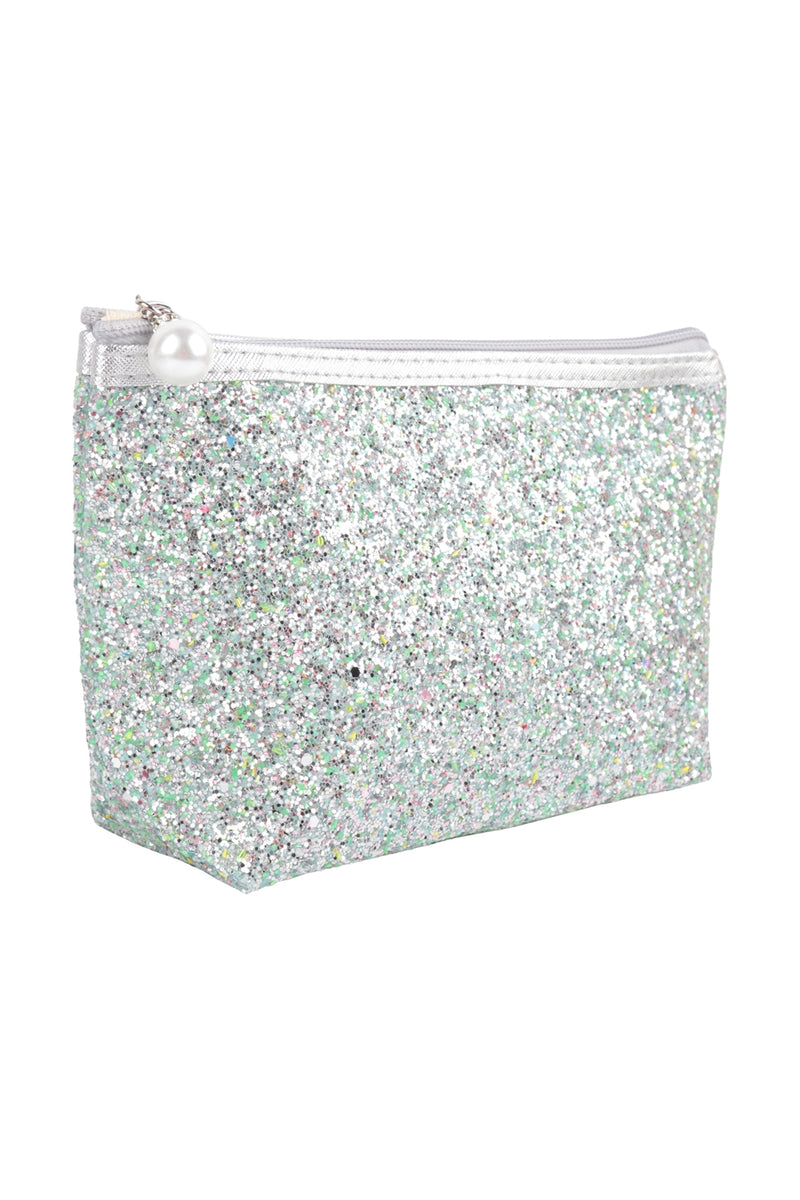 Glitter Cosmetic Pouch Bag White - Pack of 6