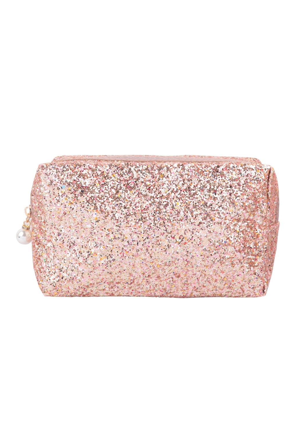 Glitter Pearl Zipper Cosmetic Bag Peach - Pack of 6