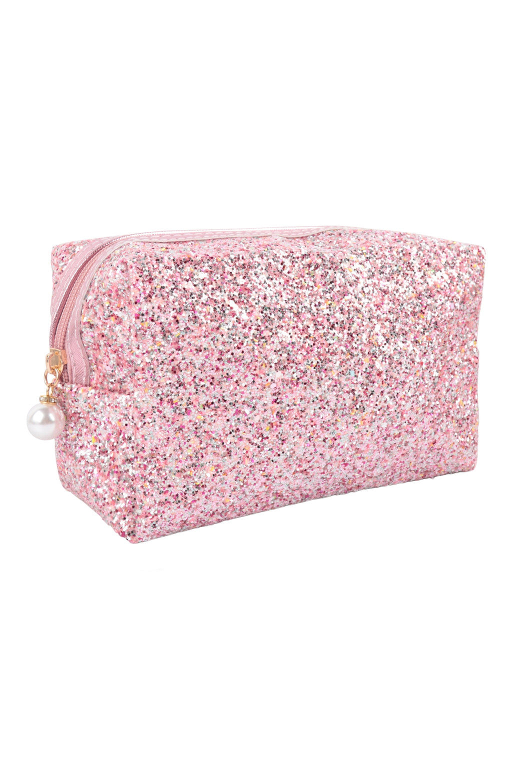 Glitter Pearl Zipper Cosmetic Bag Pink - Pack of 6