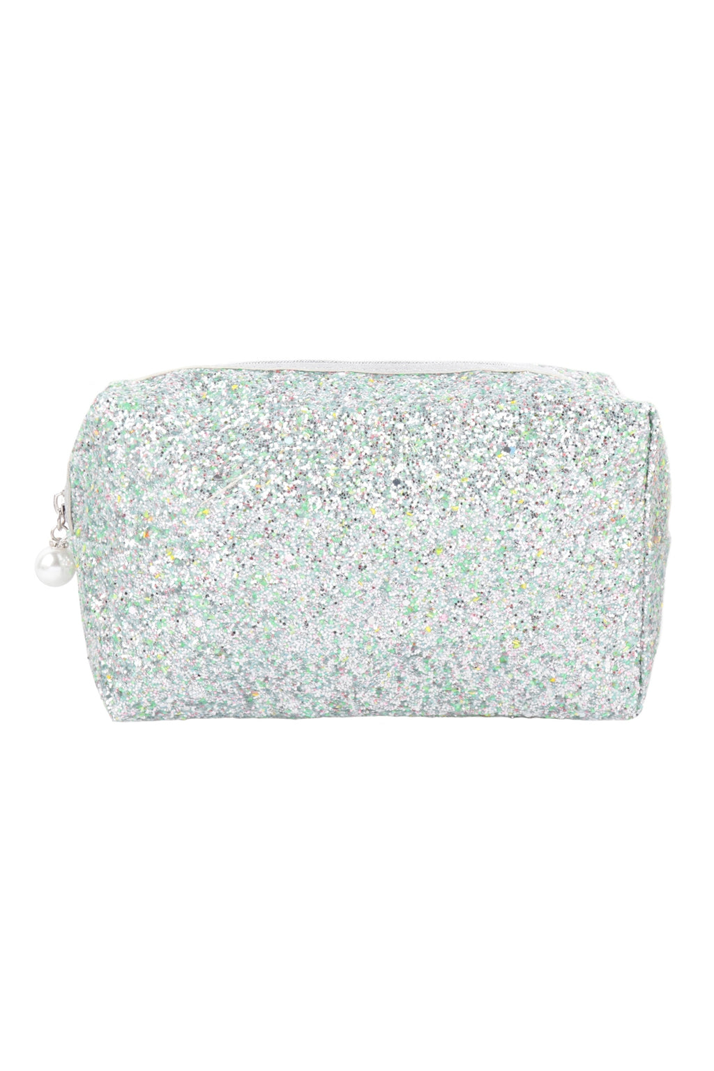 Glitter Pearl Zipper Cosmetic Bag White - Pack of 6