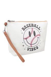 Baseball Vibes Print Cosmetic Pouch Bag with Wristlet - Pack of 6