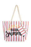 Hello Summer Striped Tote Bag with Matching Wallet Pink - Pack of 6