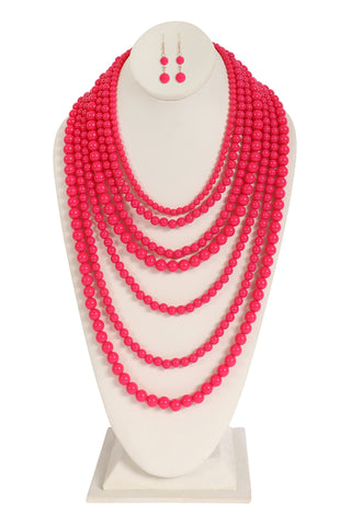 Multilayer Acrylic Mustard Necklace and Earring Set - Pack of 6