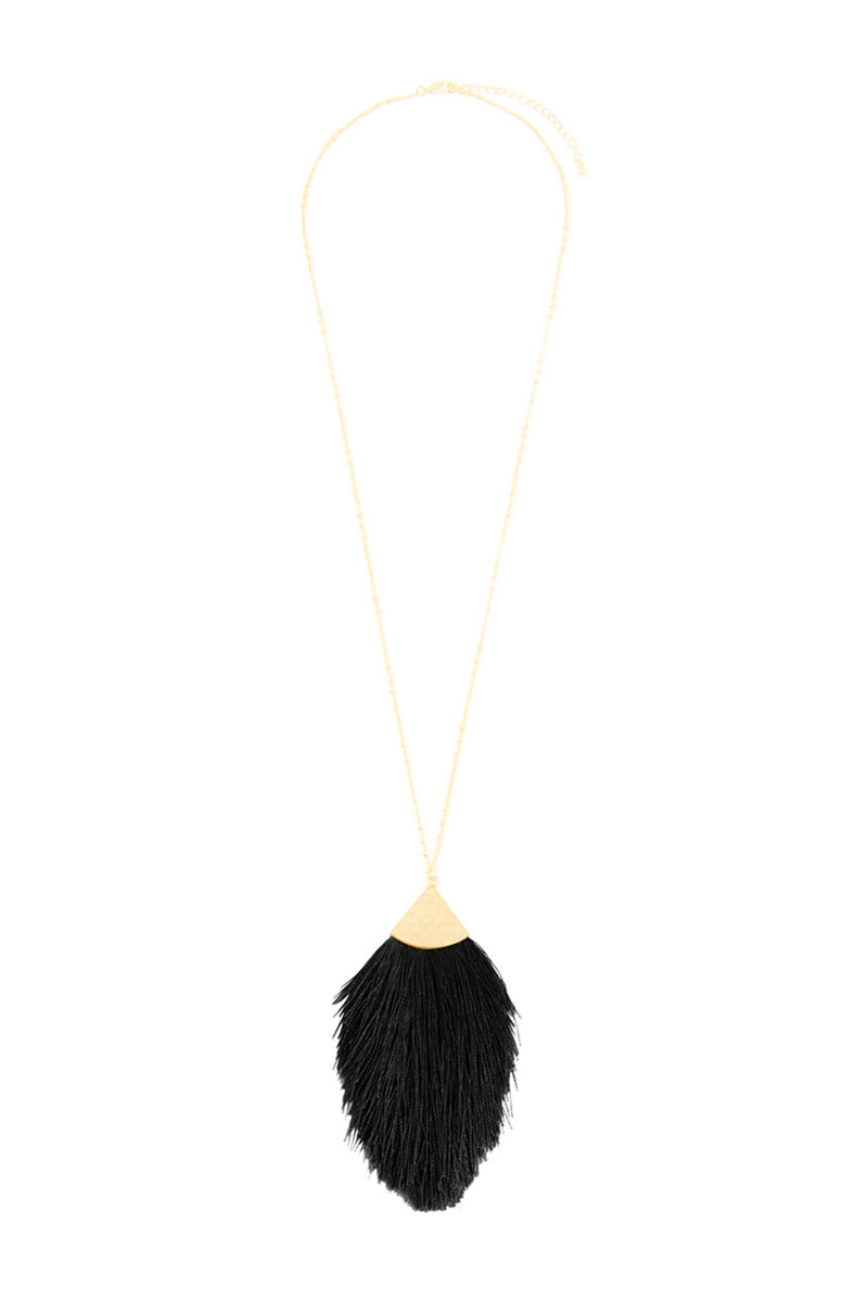 Black Tassel Pendant Necklace - Pack of 6