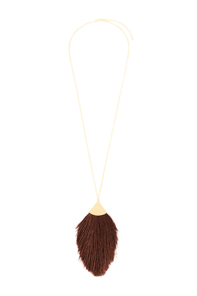 Brown Tassel Pendant Necklace - Pack of 6