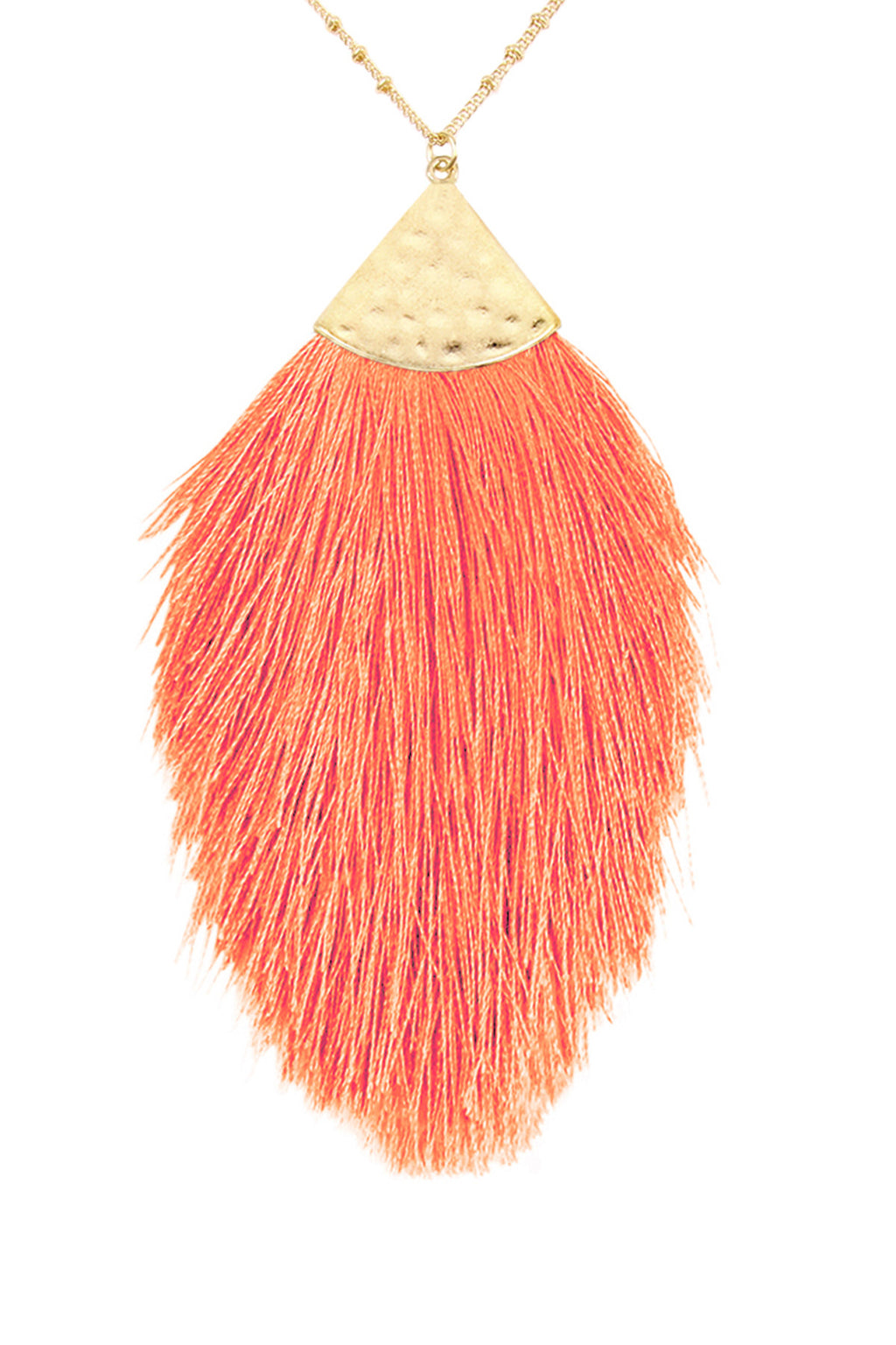 Dark Salmon Tassel Pendant Necklace - Pack of 6