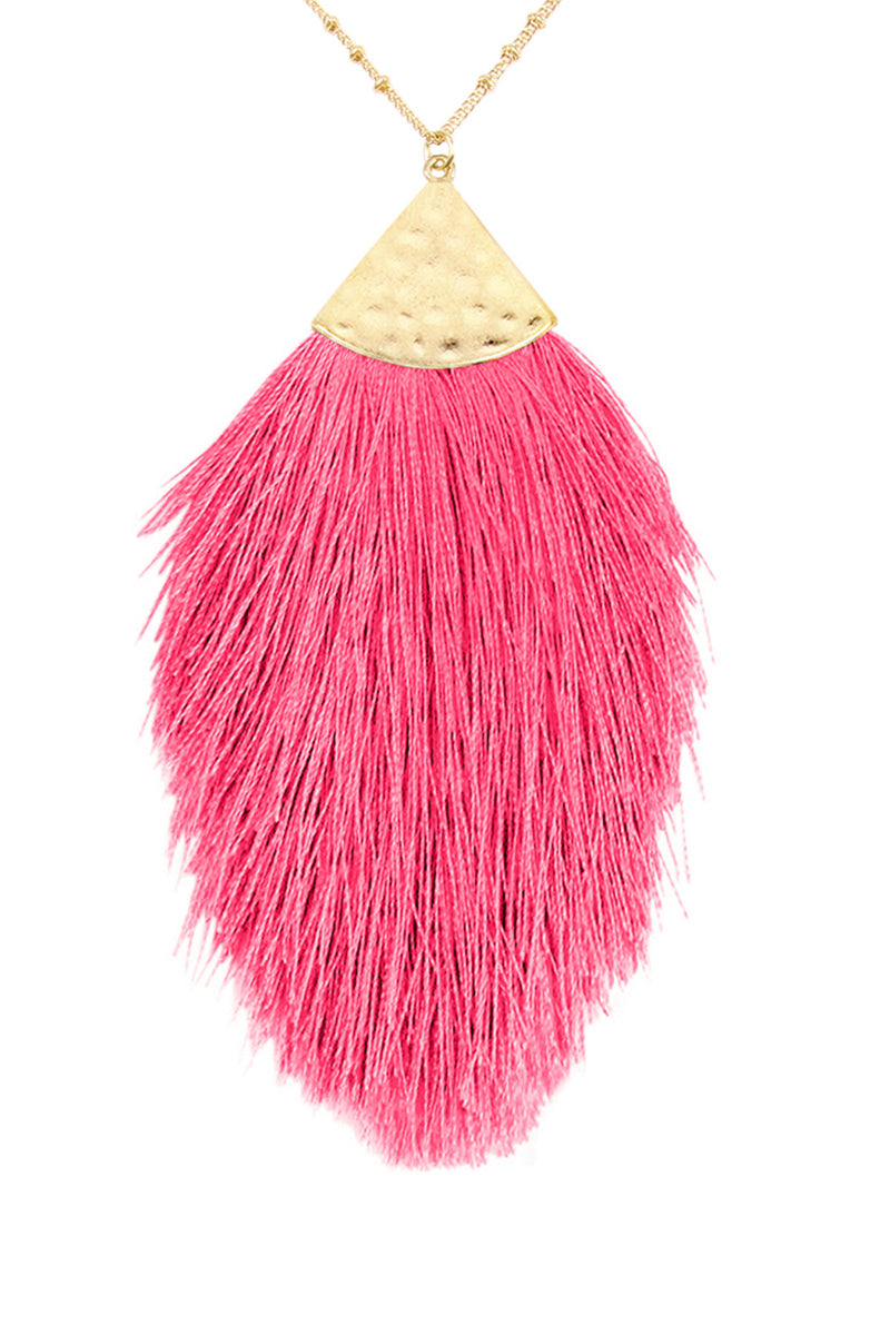 Hot Pink Tassel Pendant Necklace - Pack of 6