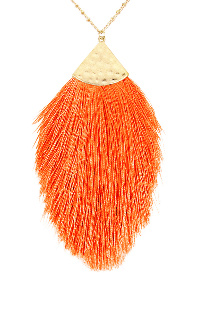 Neon Orange Tassel Pendant Necklace - Pack of 6