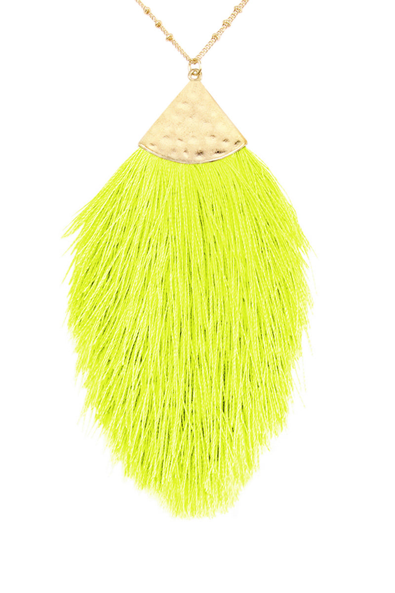 Neon Yellow Tassel Pendant Necklace - Pack of 6