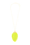 Neon Yellow Tassel Pendant Necklace - Pack of 6