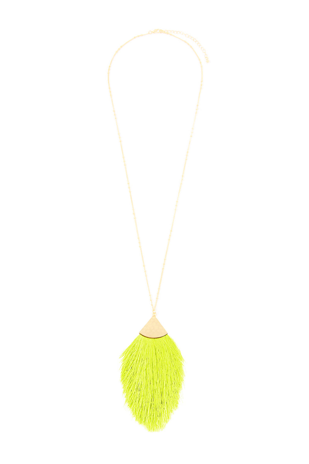 Neon Yellow Tassel Pendant Necklace - Pack of 6