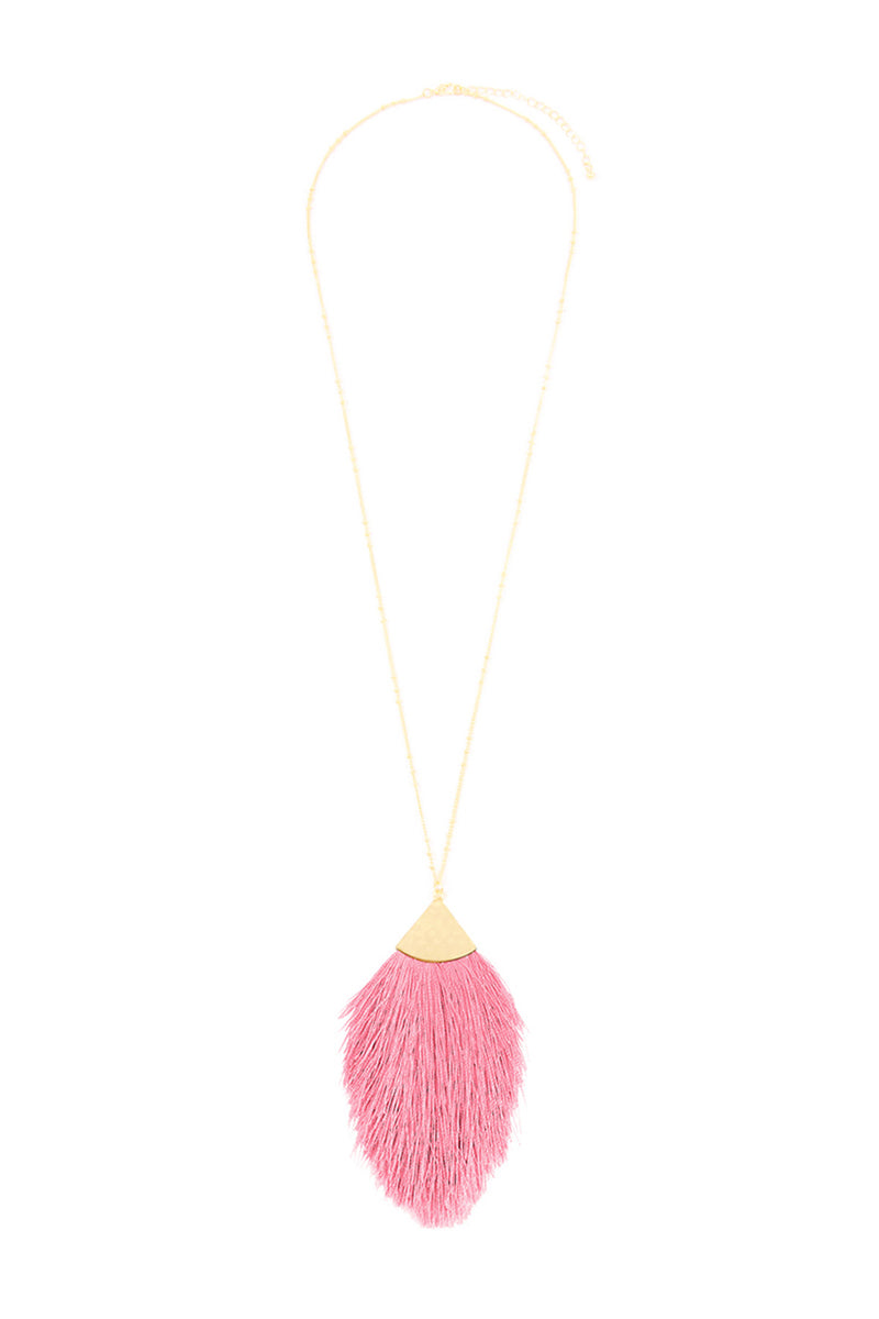 Pink Tassel Pendant Necklace - Pack of 6