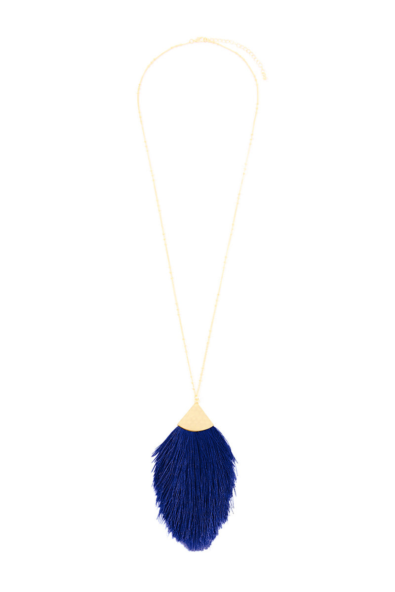 Sapphire Blue Tassel Pendant Necklace - Pack of 6