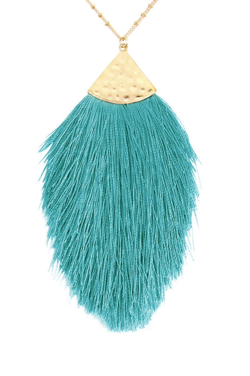 Turquoise Tassel Pendant Necklace - Pack of 6