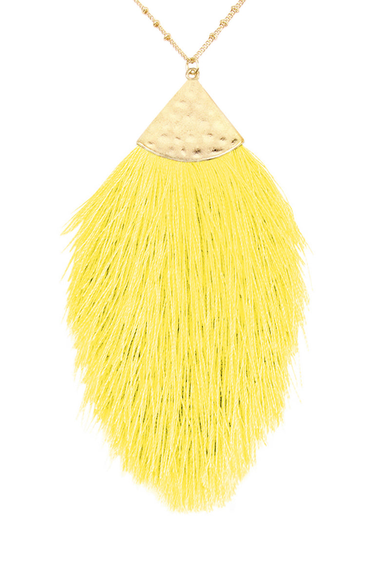 Yellow Tassel Pendant Necklace - Pack of 6