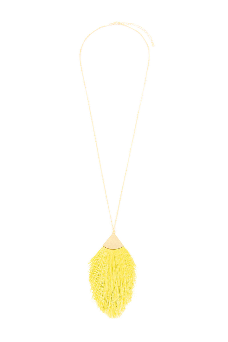 Yellow Tassel Pendant Necklace - Pack of 6