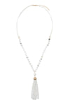 White Rondelle Tassel Pendant with Polycard Necklace - Pack of 6