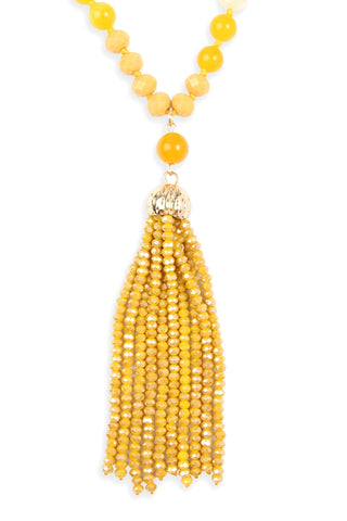 Mustard Teardrop Bubble Bib Necklace and Earring Set - Pack of 6