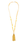 Dark Mustard Rondelle Tassel Pendant with Polycard Necklace - Pack of 6