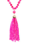 Pink Rondelle Tassel Pendant with Polycard Necklace - Pack of 6